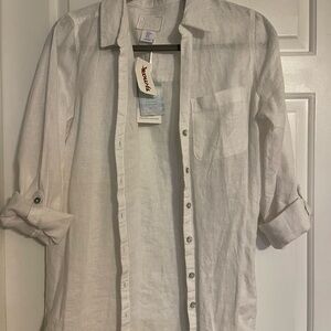 Women’s White Linen Casual Shirt